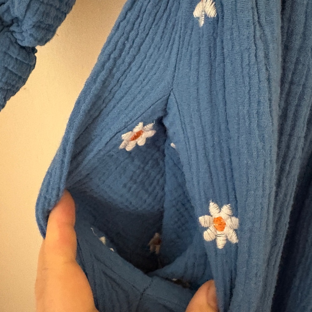 Blue Floral Maxi Dress with Smocked Bodice - Picture 4 of 6